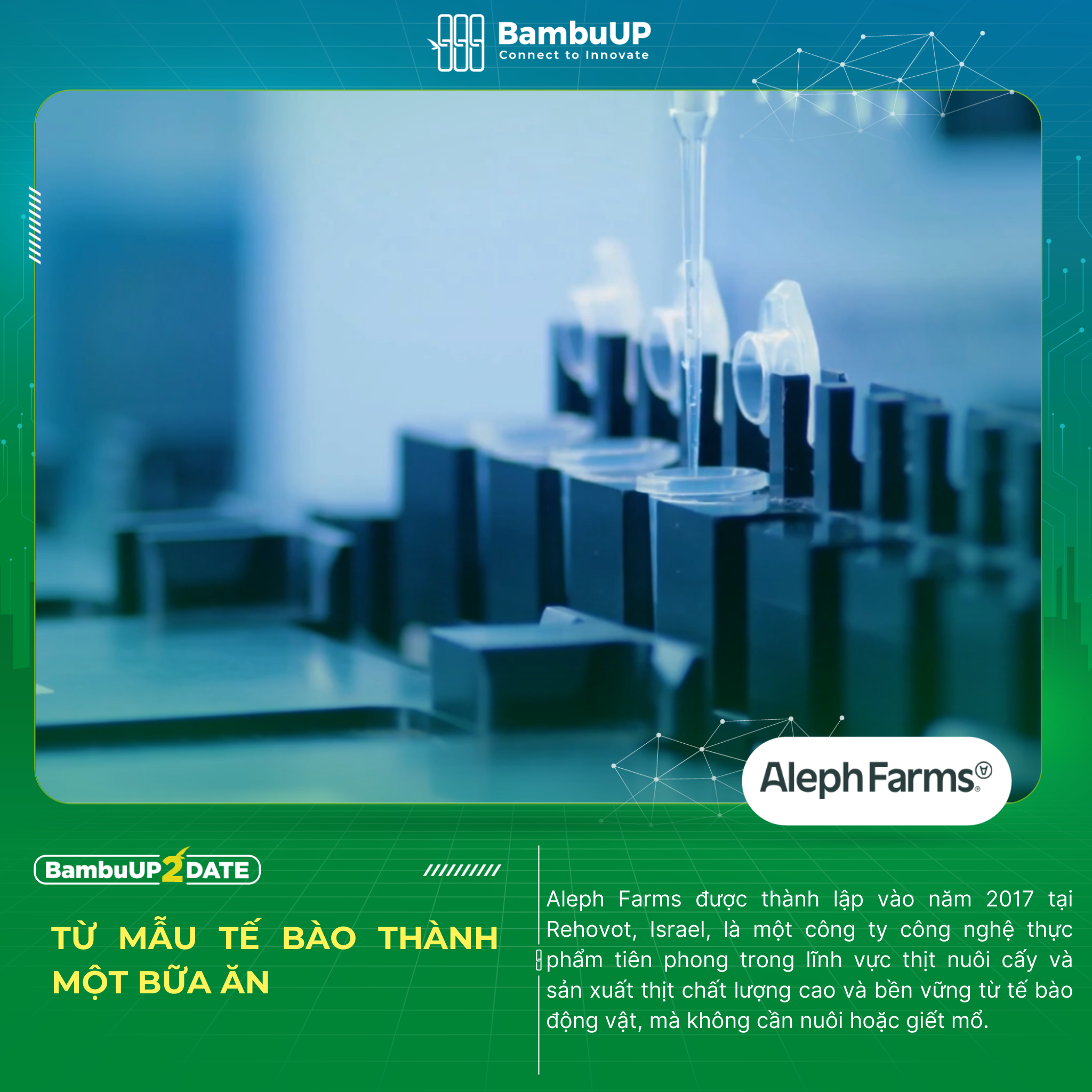 Aleph Farms - Nuôi cấy mẫu tế bào và tái tạo ra bữa ăn
