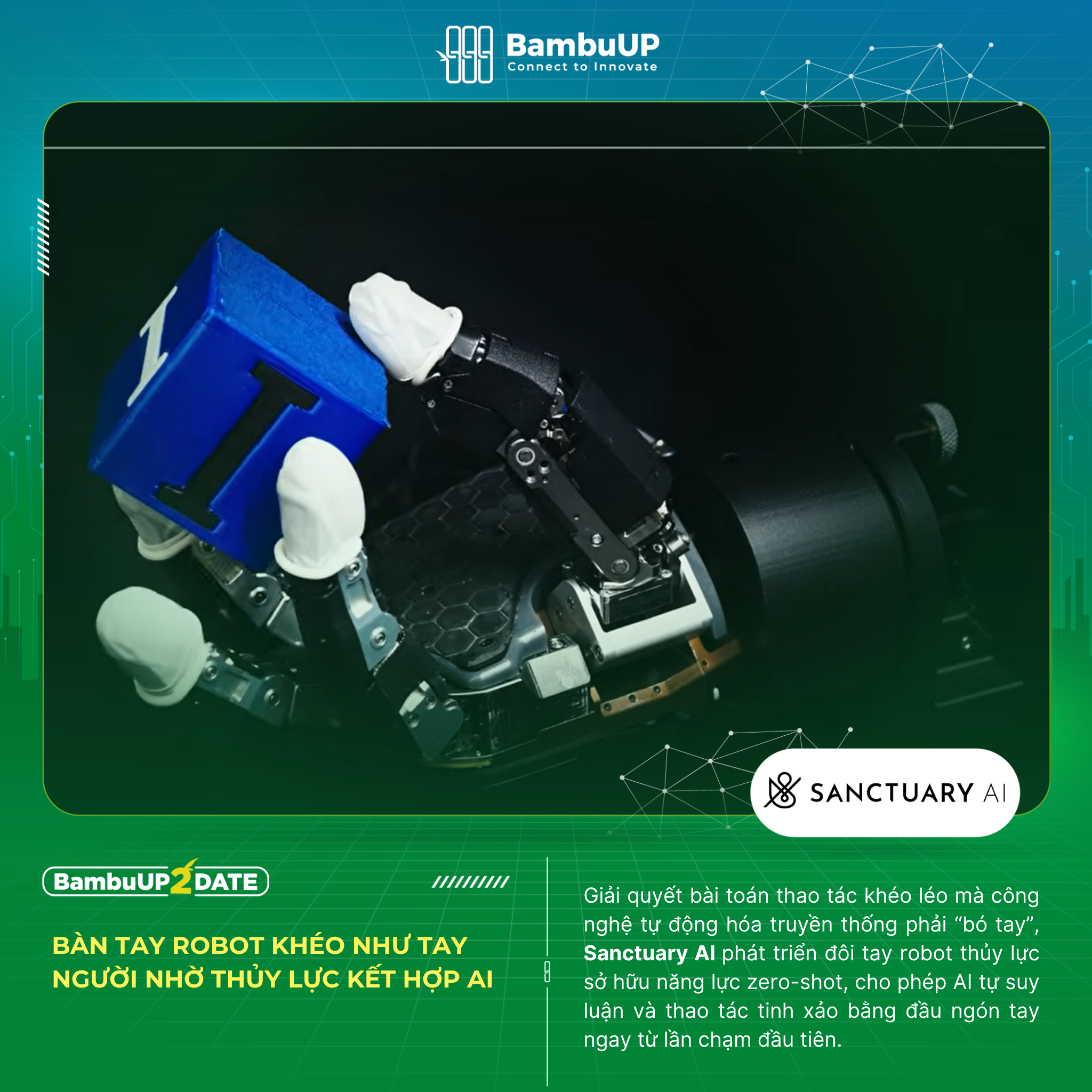 Bàn tay robot khéo như tay người nhờ thủy lực kết hợp AI